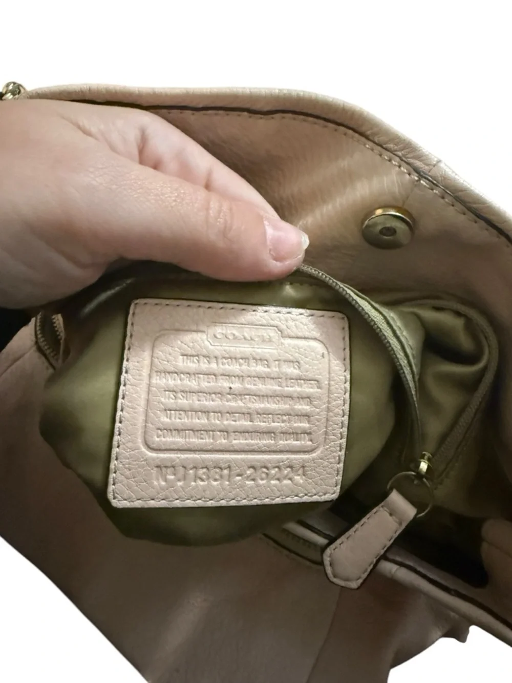 Coach Leather Hobo Shoulder Bag in Cream